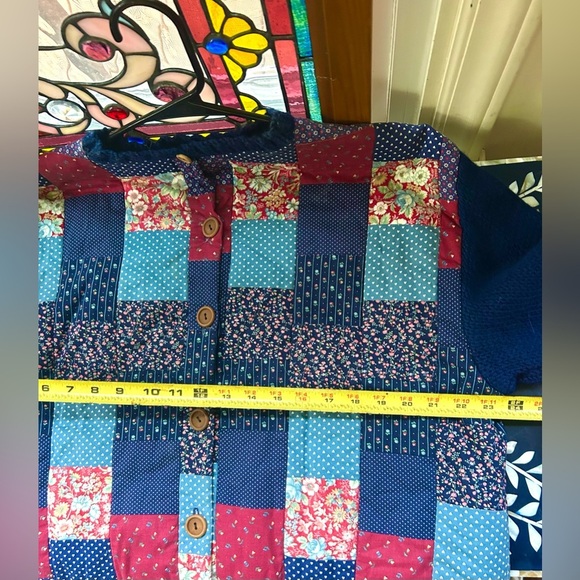 Vintage Handmade Patchwork Quilted Cardigan Cottagecore Boho Grandmacore - Picture 7 of 8
